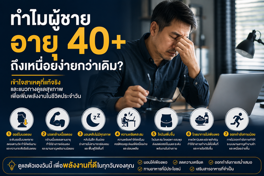 ทำไมผู้ชายอายุ 40+ ถึงเหนื่อยง่ายกว่าเดิม? เข้าใจสาเหตุและวิธีดูแลสุขภาพให้มีพลังงานมากขึ้น