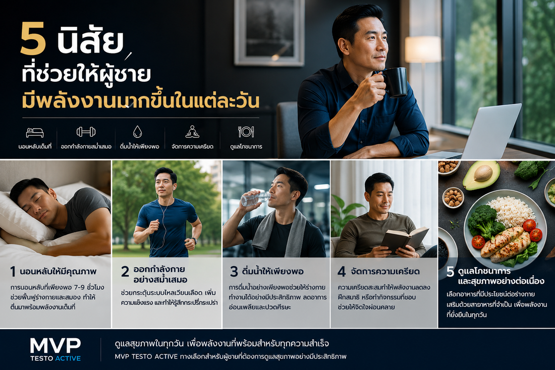 5 นิสัยที่ช่วยให้ผู้ชายมีพลังงานมากขึ้นในแต่ละวัน